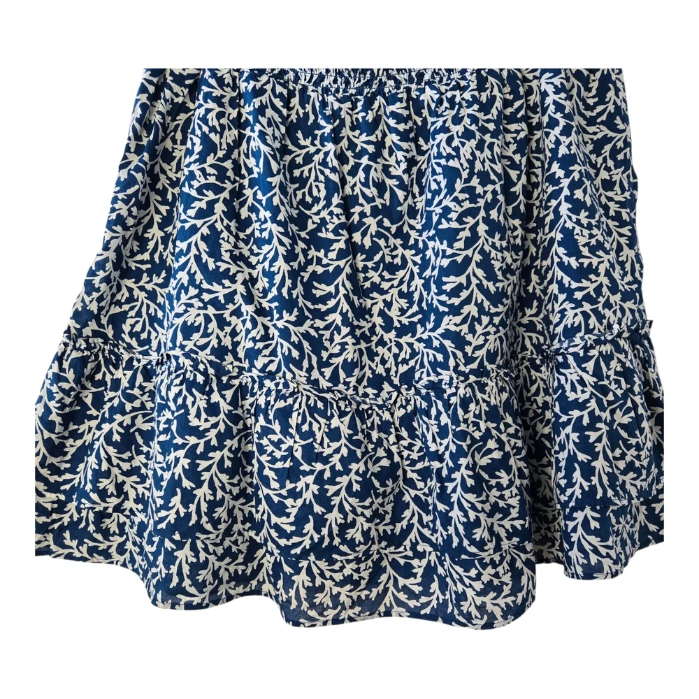 J. Crew Women's Navy/White Print Elastic Waist Ruffle Mini  Skirt - Picture 6 of 10